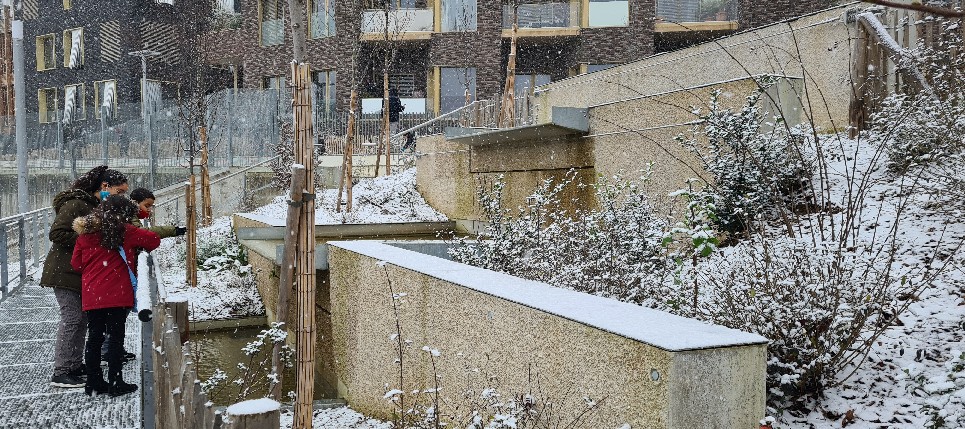 Le parc Martin Luther-King sous la neige.