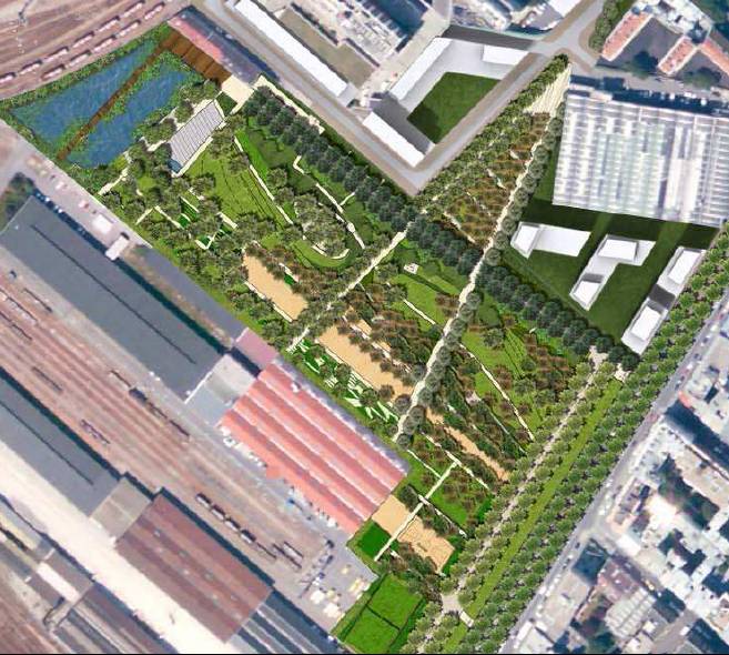 Le parc Clichy Batignolles sur les terrains Cardinet en 2009 ou 2010.