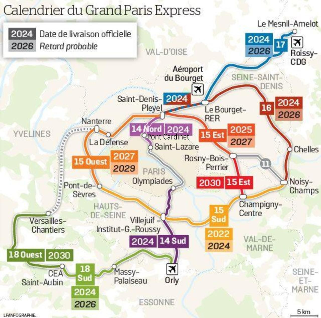 Les diffrentes lignes du Grand Paris Express